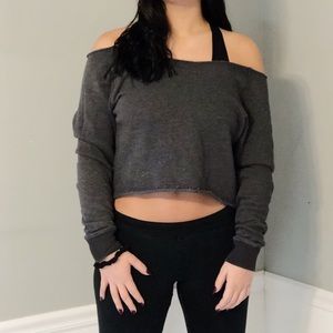 American Eagle Cropped Grey Rugged Sweater | AEO |